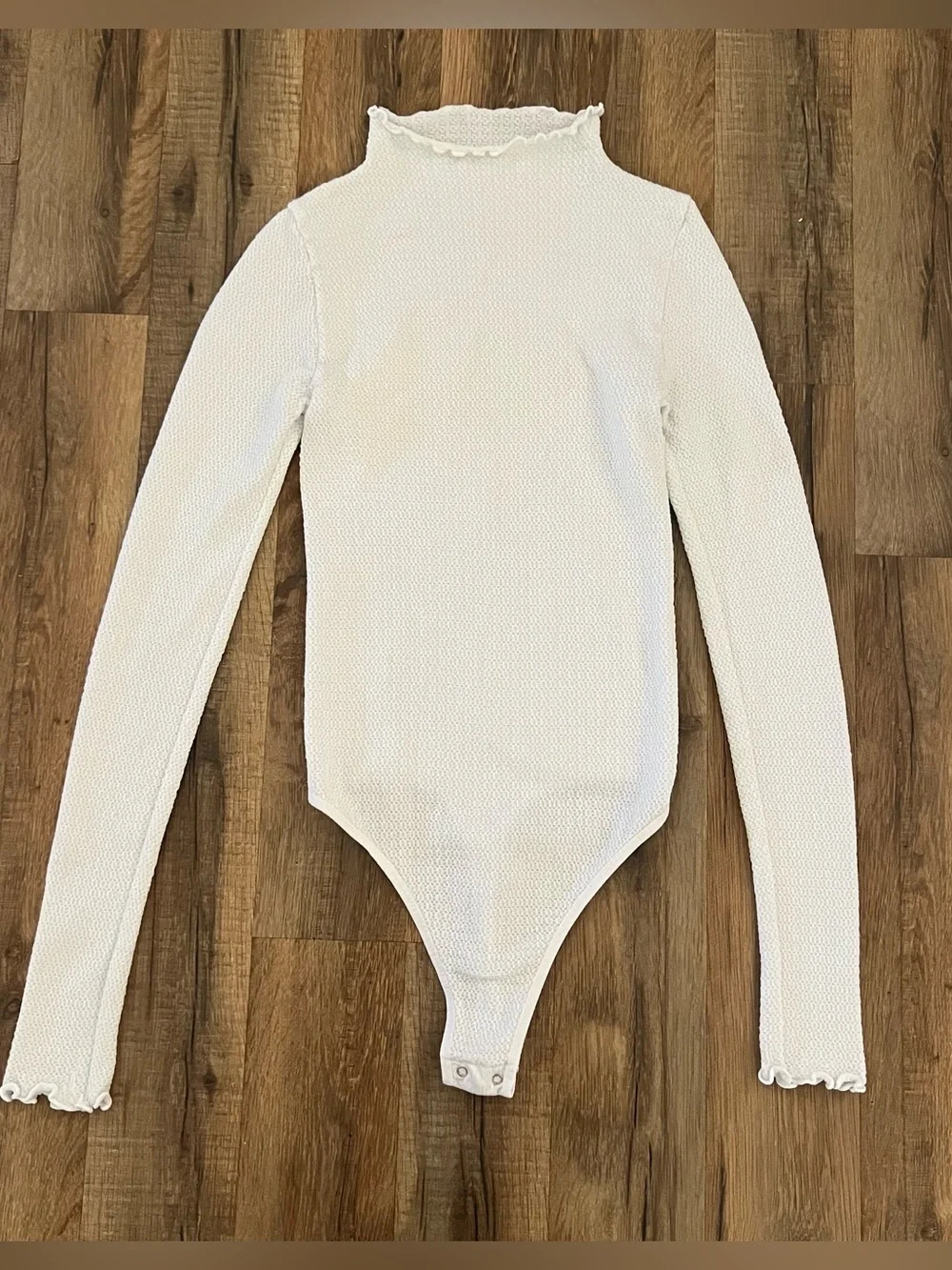 Free People Mara Mock Neck Bodysuit  White XS/S